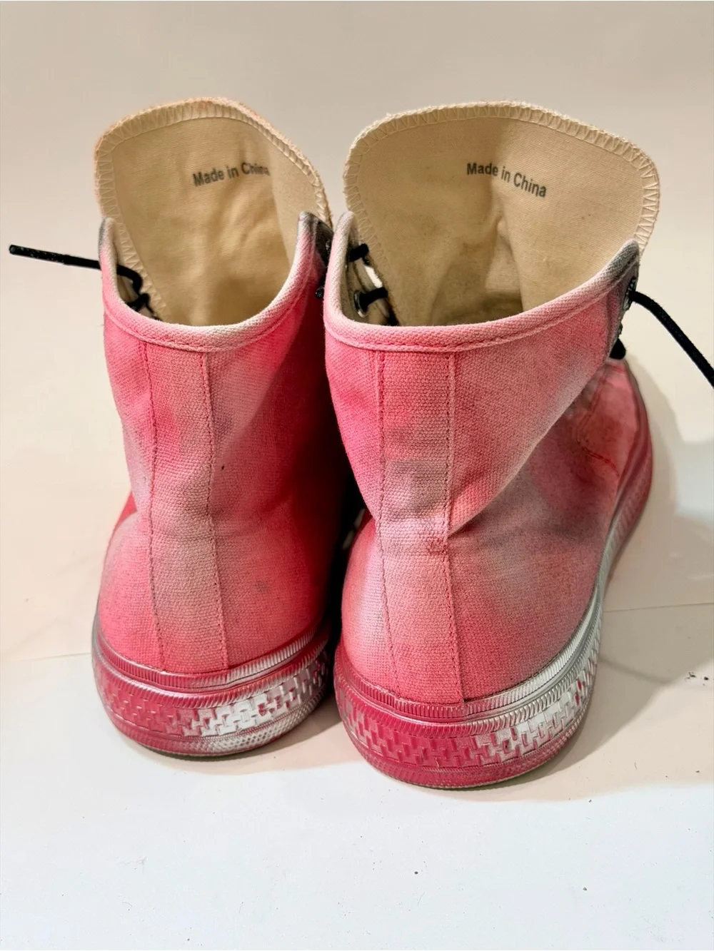 Acne Pink Gradient High-Top Canvas Sneakers